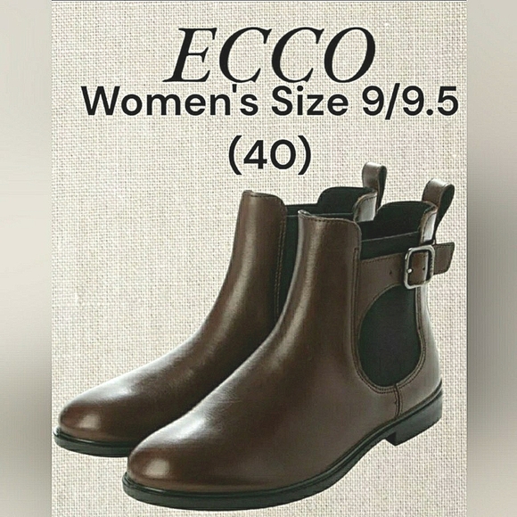 Ecco Chelsea 9.5 Preppy Minimalist Academia Brown Leather Ankle Booties New - Picture 1 of 6